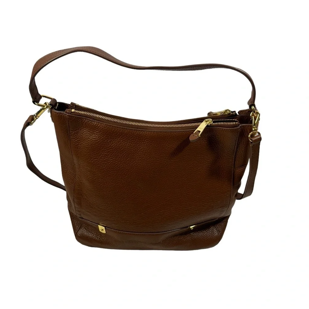 Lauren Ralph Lauren Brown and Gold Satchel - Picture 2 of 12